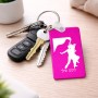 מחזיק מפתחות בצורת מלבן בעיצוב אישי עם השם שלך בעיצוב אישה רוקדת עם גבר גודל המחזיק 6 × 4 ס"מ