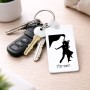 מחזיק מפתחות בצורת מלבן בעיצוב אישי עם השם שלך בעיצוב אישה רוקדת עם גבר גודל המחזיק 6 × 4 ס"מ