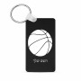 מחזיק מפתחות בצורת מלבן בעיצוב אישי עם השם שלך בעיצוב כדורסל גודל המחזיק 6 × 4 ס"מ