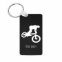 מחזיק מפתחות בצורת מלבן בעיצוב אישי עם השם שלך בעיצוב רוכב אופניים גודל המחזיק 6 × 4 ס"מ