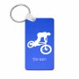 מחזיק מפתחות בצורת מלבן בעיצוב אישי עם השם שלך בעיצוב רוכב אופניים גודל המחזיק 6 × 4 ס"מ