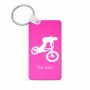 מחזיק מפתחות בצורת מלבן בעיצוב אישי עם השם שלך בעיצוב רוכב אופניים גודל המחזיק 6 × 4 ס"מ