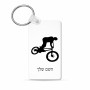 מחזיק מפתחות בצורת מלבן בעיצוב אישי עם השם שלך בעיצוב רוכב אופניים גודל המחזיק 6 × 4 ס"מ