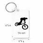 מחזיק מפתחות בצורת מלבן בעיצוב אישי עם השם שלך בעיצוב רוכב אופניים גודל המחזיק 6 × 4 ס"מ