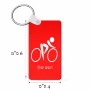 מחזיק מפתחות בצורת מלבן בעיצוב אישי עם השם שלך בעיצוב אופניים אולימפיים גודל המחזיק 6 × 4 ס"מ