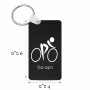 מחזיק מפתחות בצורת מלבן בעיצוב אישי עם השם שלך בעיצוב אופניים אולימפיים גודל המחזיק 6 × 4 ס"מ