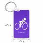 מחזיק מפתחות בצורת מלבן בעיצוב אישי עם השם שלך בעיצוב אופניים אולימפיים גודל המחזיק 6 × 4 ס"מ