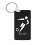 מחזיק מפתחות בצורת מלבן בעיצוב אישי עם השם שלך בעיצוב כדורגל אולימפי גודל המחזיק 6 × 4 ס"מ