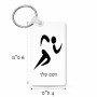 מחזיק מפתחות בצורת מלבן בעיצוב אישי עם השם שלך בעיצוב רצים אולימפיים גודל המחזיק 6 × 4 ס"מ