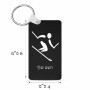 מחזיק מפתחות בצורת מלבן בעיצוב אישי עם השם שלך בעיצוב סקי אולימפי גודל המחזיק 6 × 4 ס"מ