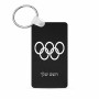 מחזיק מפתחות בצורת מלבן בעיצוב אישי עם השם שלך בעיצוב אולימפי גודל המחזיק 6 × 4 ס"מ