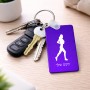 מחזיק מפתחות בצורת מלבן בעיצוב אישי עם השם שלך בעיצוב רץ רץ אישה גודל המחזיק 6 × 4 ס"מ