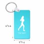 מחזיק מפתחות בצורת מלבן בעיצוב אישי עם השם שלך בעיצוב רץ רץ אישה גודל המחזיק 6 × 4 ס"מ
