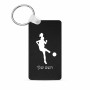 מחזיק מפתחות בצורת מלבן בעיצוב אישי עם השם שלך בעיצוב שחקנית כדורגל - אישה גודל המחזיק 6 × 4 ס"מ