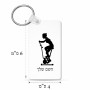 מחזיק מפתחות בצורת מלבן בעיצוב אישי עם השם שלך בעיצוב אימון ספינינג - אישה גודל המחזיק 6 × 4 ס"מ
