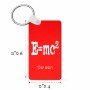 מחזיק מפתחות בצורת מלבן בעיצוב אישי עם השם שלך בעיצוב נוסחת אלברט איינשטיין גודל המחזיק 6 × 4 ס"מ