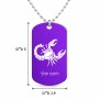 שרשרת דיסקיט מאלומיניום בעיצוב אישי עם השם שלך בעיצוב מזלות - עקרב גודל הדיסקיט 2.9 × 5 ס"מ
