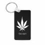 מחזיק מפתחות בצורת מלבן בעיצוב אישי עם השם שלך בעיצוב עלה מריחואנה - גראס גודל המחזיק 6 × 4 ס"מ