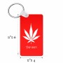 מחזיק מפתחות בצורת מלבן בעיצוב אישי עם השם שלך בעיצוב עלה מריחואנה - גראס גודל המחזיק 6 × 4 ס"מ