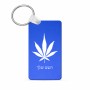 מחזיק מפתחות בצורת מלבן בעיצוב אישי עם השם שלך בעיצוב עלה מריחואנה - גראס גודל המחזיק 6 × 4 ס"מ