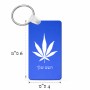 מחזיק מפתחות בצורת מלבן בעיצוב אישי עם השם שלך בעיצוב עלה מריחואנה - גראס גודל המחזיק 6 × 4 ס"מ