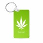 מחזיק מפתחות בצורת מלבן בעיצוב אישי עם השם שלך בעיצוב עלה מריחואנה - גראס גודל המחזיק 6 × 4 ס"מ