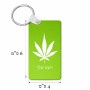 מחזיק מפתחות בצורת מלבן בעיצוב אישי עם השם שלך בעיצוב עלה מריחואנה - גראס גודל המחזיק 6 × 4 ס"מ