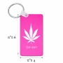 מחזיק מפתחות בצורת מלבן בעיצוב אישי עם השם שלך בעיצוב עלה מריחואנה - גראס גודל המחזיק 6 × 4 ס"מ