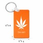 מחזיק מפתחות בצורת מלבן בעיצוב אישי עם השם שלך בעיצוב עלה מריחואנה - גראס גודל המחזיק 6 × 4 ס"מ