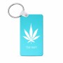מחזיק מפתחות בצורת מלבן בעיצוב אישי עם השם שלך בעיצוב עלה מריחואנה - גראס גודל המחזיק 6 × 4 ס"מ