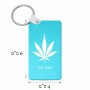 מחזיק מפתחות בצורת מלבן בעיצוב אישי עם השם שלך בעיצוב עלה מריחואנה - גראס גודל המחזיק 6 × 4 ס"מ