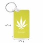 מחזיק מפתחות בצורת מלבן בעיצוב אישי עם השם שלך בעיצוב עלה מריחואנה - גראס גודל המחזיק 6 × 4 ס"מ