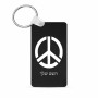 מחזיק מפתחות בצורת מלבן בעיצוב אישי עם השם שלך בעיצוב סמל השלום גודל המחזיק 6 × 4 ס"מ