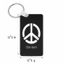 מחזיק מפתחות בצורת מלבן בעיצוב אישי עם השם שלך בעיצוב סמל השלום גודל המחזיק 6 × 4 ס"מ