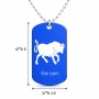 שרשרת דיסקיט מאלומיניום בעיצוב אישי עם השם שלך בעיצוב מזלות - שור גודל הדיסקיט 2.9 × 5 ס"מ