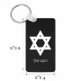 מחזיק מפתחות בצורת מלבן בעיצוב אישי עם השם שלך בעיצוב מגן דוד - מגן דוד - ישראל גודל המחזיק 6 × 4 ס"מ