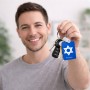 מחזיק מפתחות בצורת מלבן בעיצוב אישי עם השם שלך בעיצוב מגן דוד - מגן דוד - ישראל גודל המחזיק 6 × 4 ס"מ