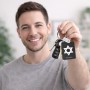 מחזיק מפתחות בצורת מלבן בעיצוב אישי עם השם שלך בעיצוב מגן דוד - מגן דוד - ישראל גודל המחזיק 6 × 4 ס"מ