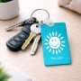 מחזיק מפתחות בצורת מלבן בעיצוב אישי עם השם שלך בעיצוב שמש גודל המחזיק 6 × 4 ס"מ
