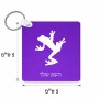מחזיק מפתחות בצורת ריבוע בעיצוב אישי עם השם שלך בעיצוב צפרדע טרופית גודל המחזיק 5 × 5 ס"מ