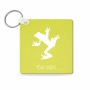 מחזיק מפתחות בצורת ריבוע בעיצוב אישי עם השם שלך בעיצוב צפרדע טרופית גודל המחזיק 5 × 5 ס"מ