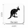 מגנט למקרר בעיצוב אישי עם השם שלך בעיצוב קנגורו גודל המגנט 6.5 × 6.5 ס"מ