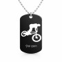 שרשרת דיסקיט מאלומיניום בעיצוב אישי עם השם שלך בעיצוב רוכב אופניים גודל הדיסקיט 2.9 × 5 ס"מ