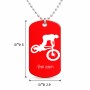 שרשרת דיסקיט מאלומיניום בעיצוב אישי עם השם שלך בעיצוב רוכב אופניים גודל הדיסקיט 2.9 × 5 ס"מ