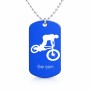 שרשרת דיסקיט מאלומיניום בעיצוב אישי עם השם שלך בעיצוב רוכב אופניים גודל הדיסקיט 2.9 × 5 ס"מ