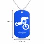שרשרת דיסקיט מאלומיניום בעיצוב אישי עם השם שלך בעיצוב רוכב אופניים גודל הדיסקיט 2.9 × 5 ס"מ