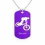 שרשרת דיסקיט מאלומיניום בעיצוב אישי עם השם שלך בעיצוב רוכב אופניים גודל הדיסקיט 2.9 × 5 ס"מ