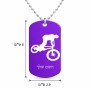 שרשרת דיסקיט מאלומיניום בעיצוב אישי עם השם שלך בעיצוב רוכב אופניים גודל הדיסקיט 2.9 × 5 ס"מ