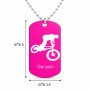 שרשרת דיסקיט מאלומיניום בעיצוב אישי עם השם שלך בעיצוב רוכב אופניים גודל הדיסקיט 2.9 × 5 ס"מ