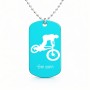 שרשרת דיסקיט מאלומיניום בעיצוב אישי עם השם שלך בעיצוב רוכב אופניים גודל הדיסקיט 2.9 × 5 ס"מ